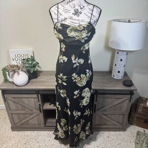 Vintage Betsy & Adam Floral Cowl Neck Maxi Formal Dress Sz 6P Y2k 90's Garden